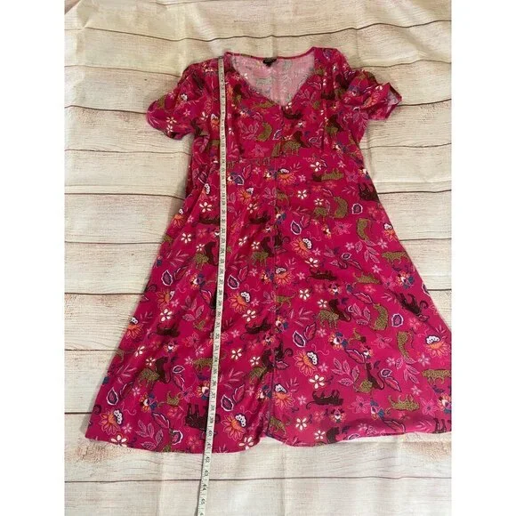 Torrid Women's Midi Button Front Rayon Slub Pink Dress - 1XL - Picture 6 of 15